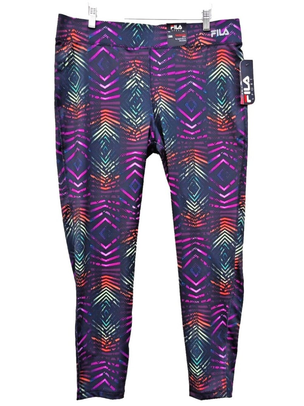 Fila Sport RUNNING Performance Woman's XL Black Multi Color Leggings Pants